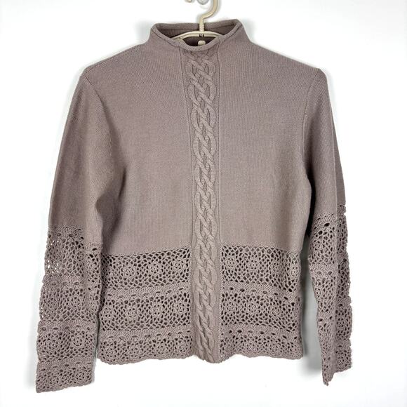 Obermeyer Sweaters - Obermeyer Signature mock neck fisherman sweater Wool crochet Large *flaw